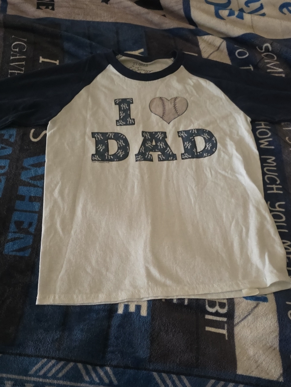 Kids 'I ♥ Dad' Baseball Raglan Tee - Navy/White